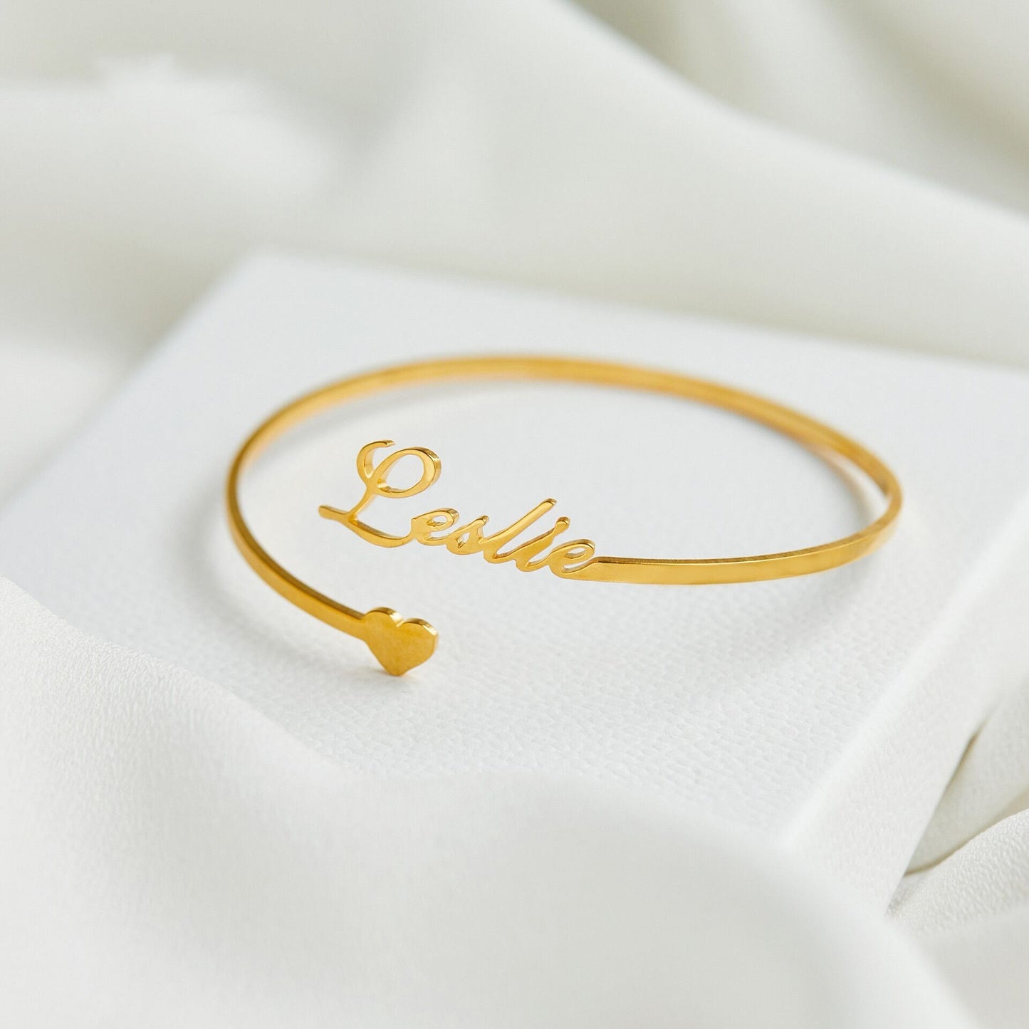 Personalized Adjustable Custom Name Bracelet with Heart -
