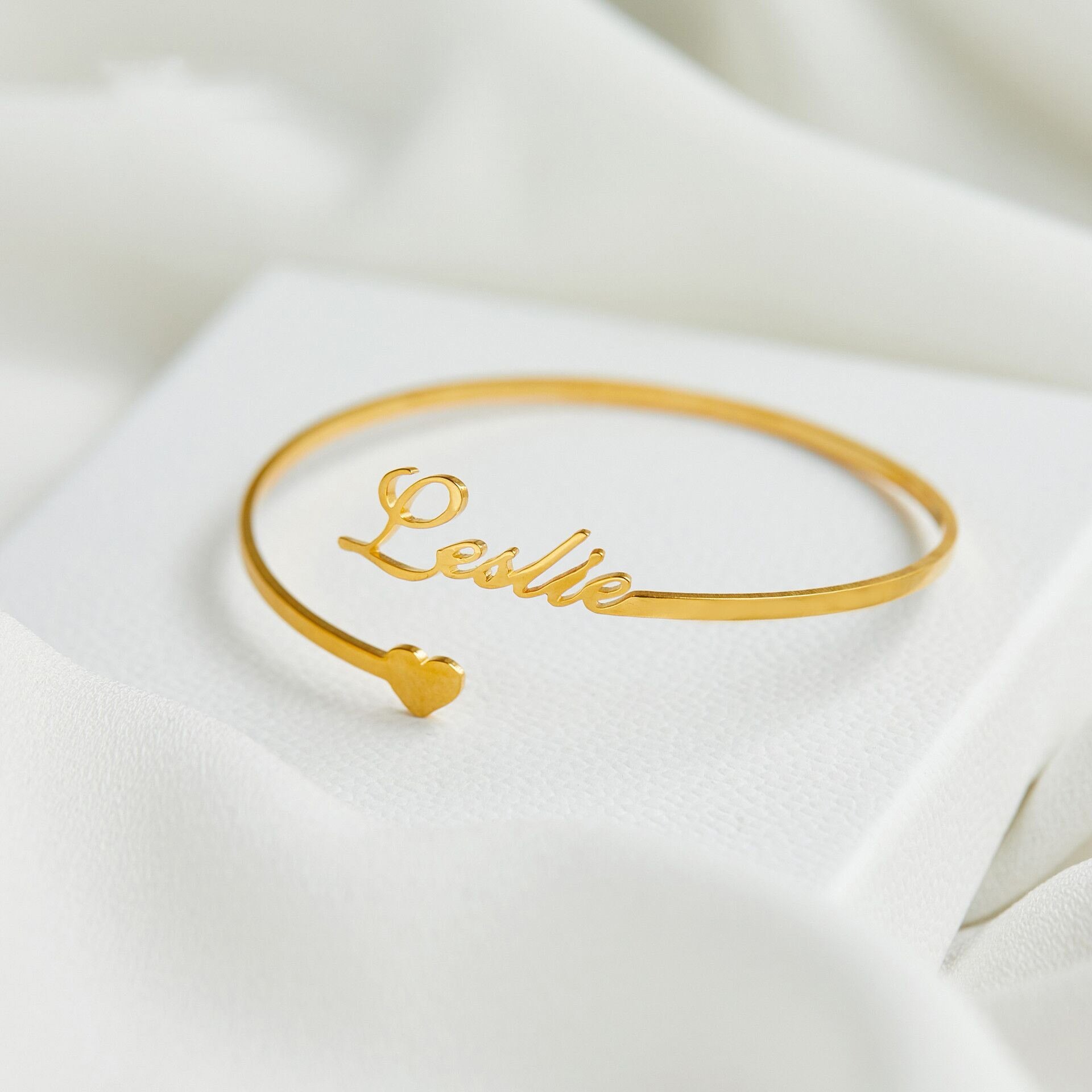 Personalized Adjustable Custom Name Bracelet with Heart -