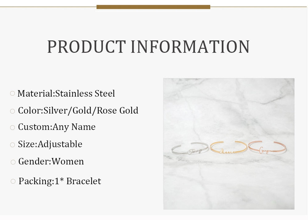 Personalized Adjustable Custom Name Bracelet with Heart -
