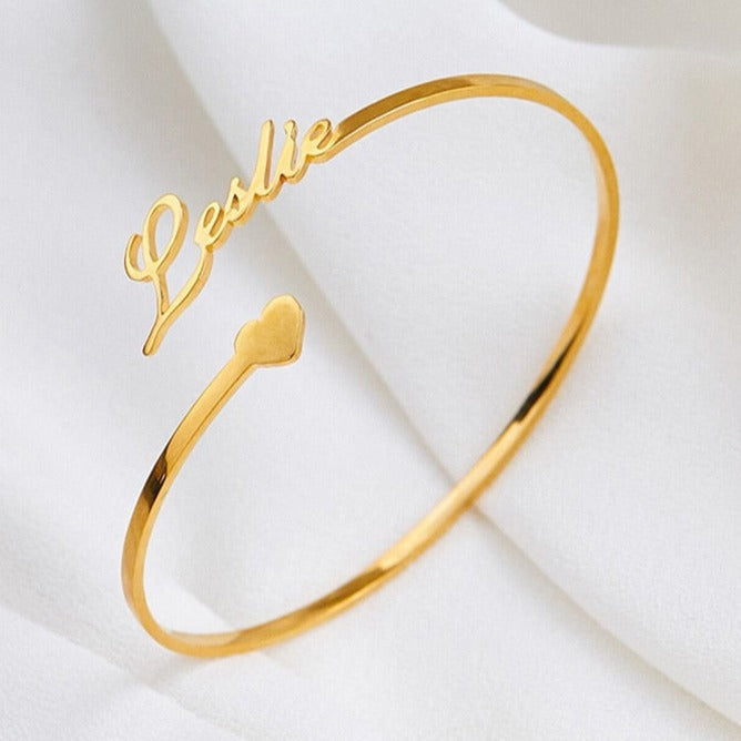 Personalized Adjustable Custom Name Bracelet with Heart -